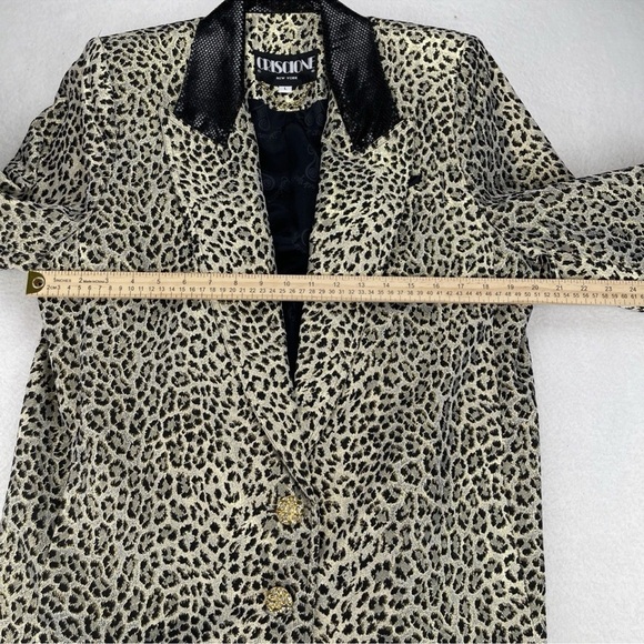 VTG Criscione New York Cache Womens Jacket Blazer Large Metallic Leopard Print - Picture 10 of 13